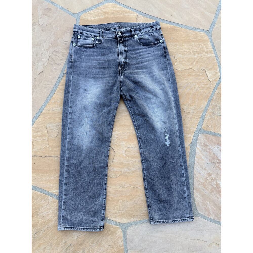 R13 Boyfriend Women Jeans 30 Vintage Grey Faded Ripped Cropped PS30 RRP595 BZ